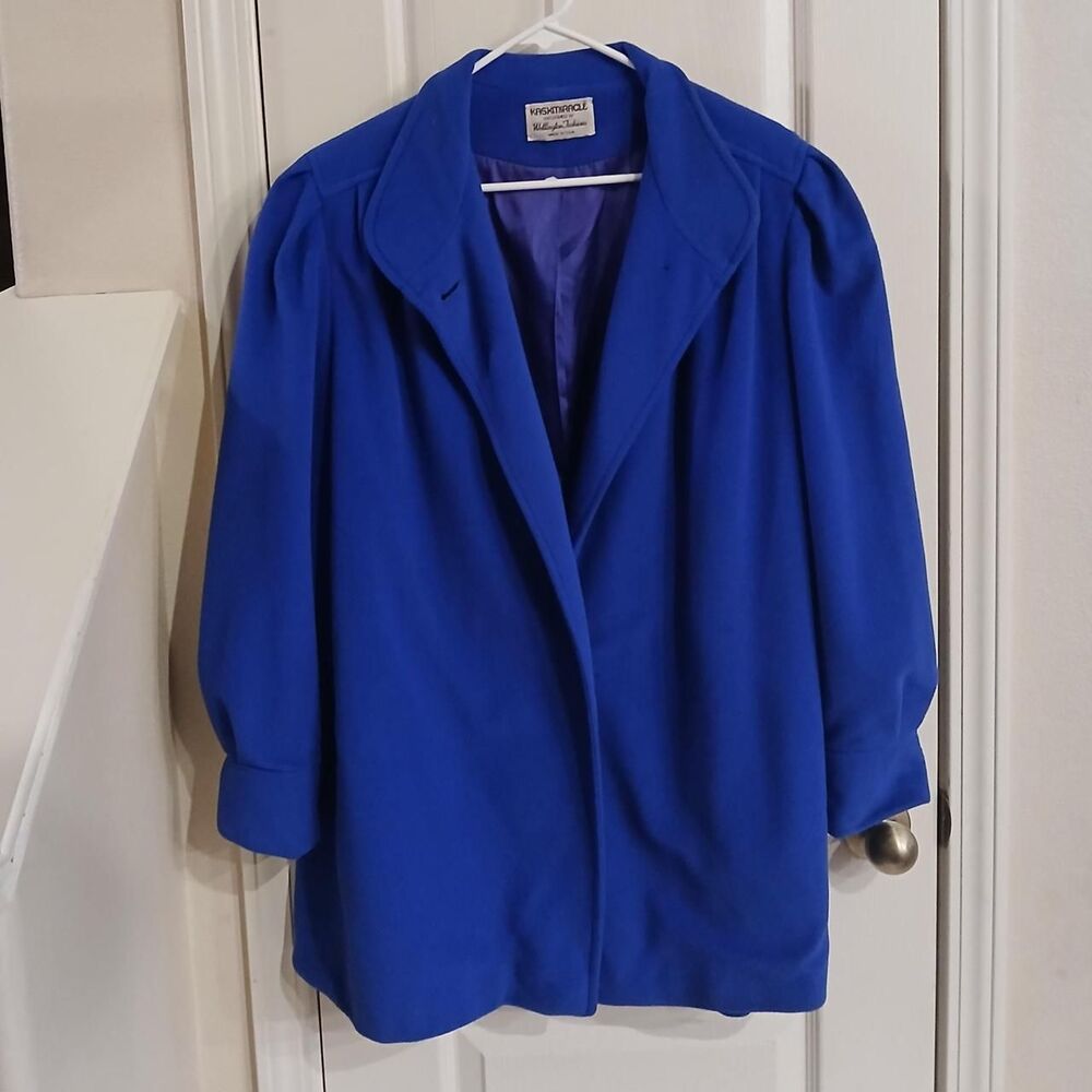 Vintage 80s royal blue ILGWU union made in USA Kashmiracle faux cashmere peacoat